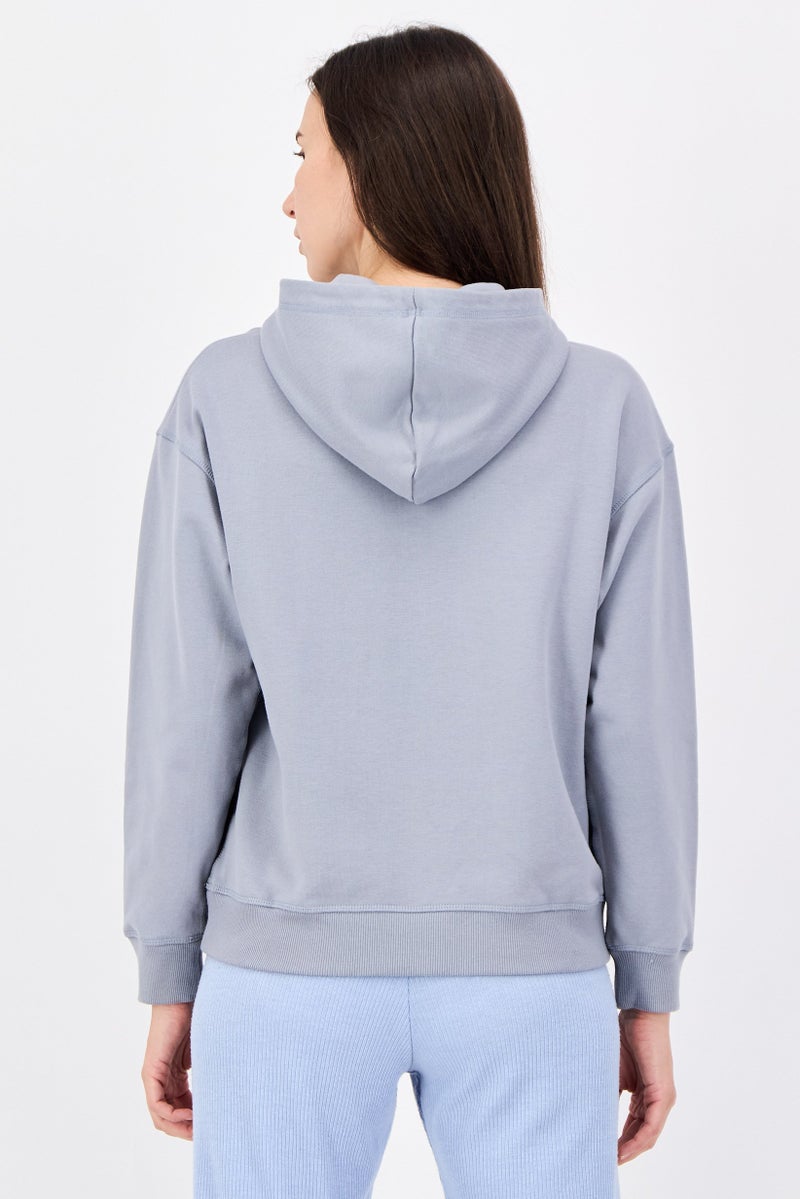 New Balance Women Oversized Fit Long Sleeve Outdoor Hoodie, Grey - Image 3